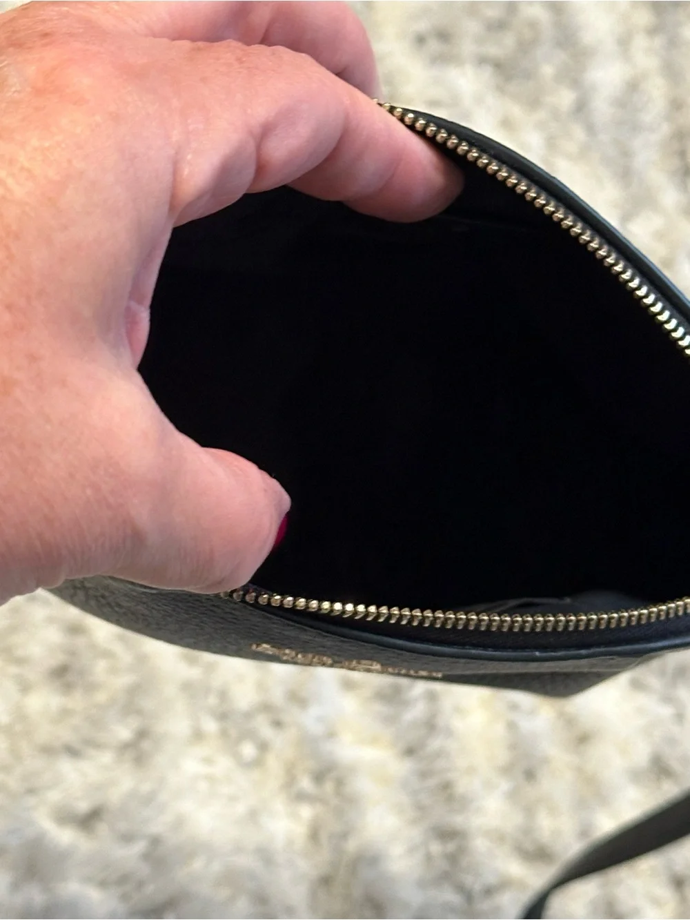kate spade Black Pebbled Leather Camera Crossbody with Gold Logo